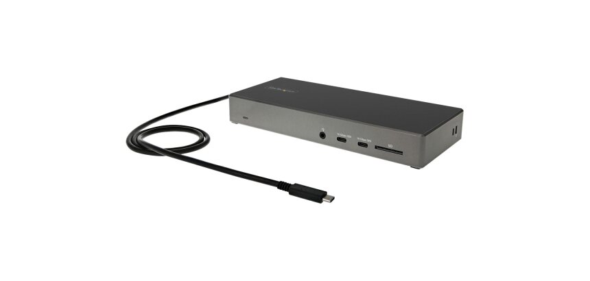 StarTech.com Dock USB-C - Station d'accueil USB Type C Triple Écrans 4K - Alimentation 100W - DP 1.4 Alt Mode & DSC, 2x DisplayPort 1.4/HDMI 2.0 - 6xUSB (2x 10Gbps) - Windows/Chrome