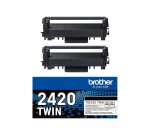 Pack de 2 cartouches toner noir TN2420TWIN pour imprimante laser