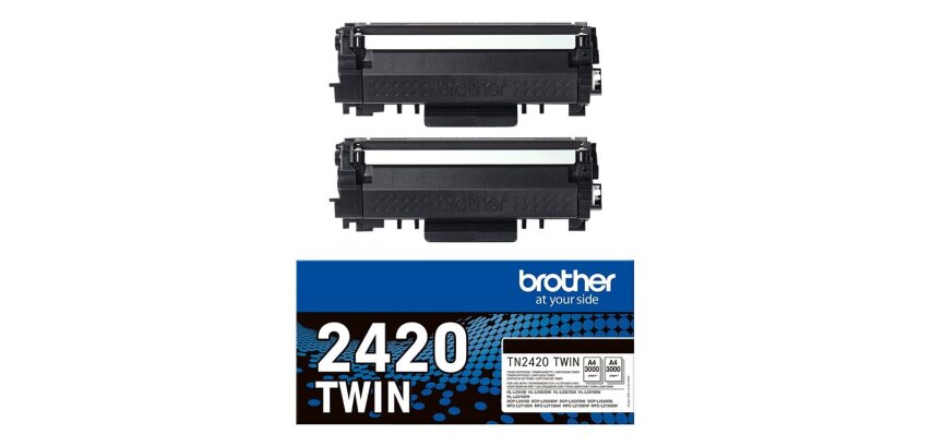 BROTHER Pack de 2 cartouches toner noir haute capacité TN2420TWIN pour imprimante laser