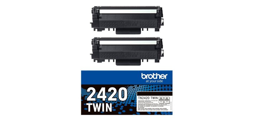 BROTHER Pack de 2 cartouches toner noir haute capacité TN2420TWIN pour imprimante laser