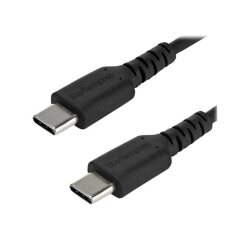 StarTech.com Câble de Charge Rapide USB-C de 1m, Robuste, Charge et Synchronisation, 60W (3A) PD, USB 2.0, Gaine TPE Noire et Fibre d'Aramide - Cordon de Charge USB C