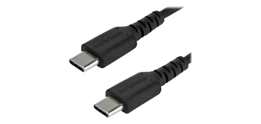 StarTech.com Câble de Charge Rapide USB-C de 1m, Robuste, Charge et Synchronisation, 60W (3A) PD, USB 2.0, Gaine TPE Noire et Fibre d'Aramide - Cordon de Charge USB C