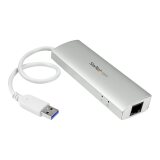 StarTech.com Hub USB à 3 Ports avec Ethernet, USB-A, Gigabit Ethernet/GbE, USB 5Gbps, Design Robuste, Alimentation par Bus, Hub USB 3.0 Portable pour Ordinateur Portable
