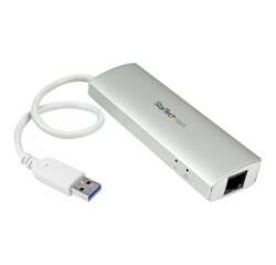 StarTech.com Hub USB à 3 Ports avec Ethernet, USB-A, Gigabit Ethernet/GbE, USB 5Gbps, Design Robuste, Alimentation par Bus, Hub USB 3.0 Portable pour Ordinateur Portable