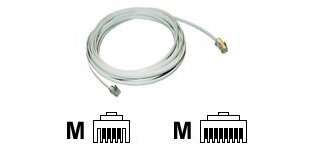 MCL Cordon plat RJ11 6P/4C - RJ45 5m Gris