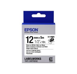 Epson LK-4WBQ - Spécial tissu thermocollant - Noir sur Blanc - 12mmx5m