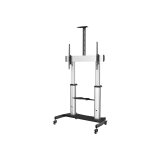 StarTech.com Support Téléviseur Mobile - Chariot Support Télé Robuste Écrans 60-100" 100kg - Support TV Écran Plat sur Pied Roulettes - Hauteur Réglable - Support Télévision Universel avec Étagères