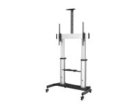 StarTech.com Support Téléviseur Mobile - Chariot Support Télé Robuste Écrans 60-100" 100kg - Support TV Écran Plat sur Pied Roulettes - Hauteur Réglable - Support Télévision Universel avec Étagères