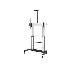 StarTech.com Support Téléviseur Mobile - Chariot Support Télé Robuste Écrans 60-100" 100kg - Support TV Écran Plat sur Pied Roulettes - Hauteur Réglable - Support Télévision Universel avec Étagères
