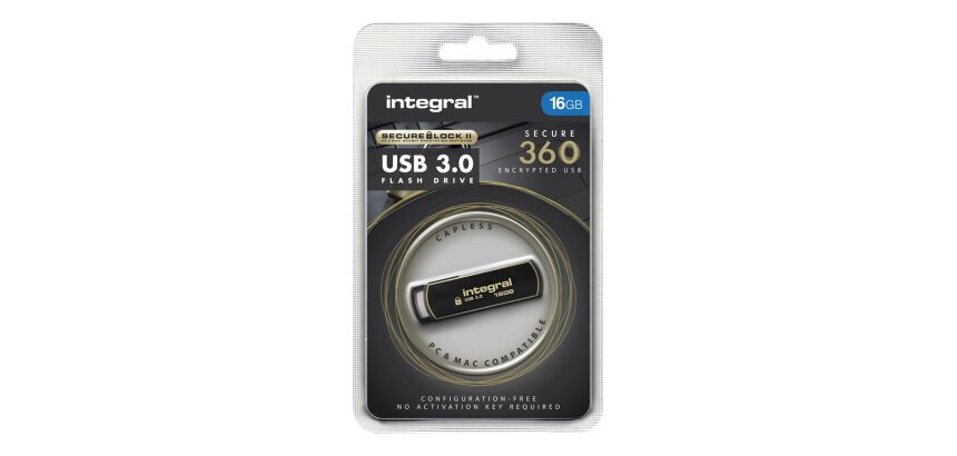 Integral INFD16GB360SEC3.0 lecteur USB flash 16 Go USB Type-A 3.2 Gen 1 (3.1 Gen 1) Noir, Or