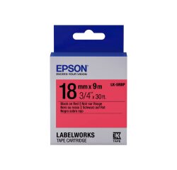Epson LK-5RBP - Couleur Pastel - Noir sur Rouge - 18mmx9m