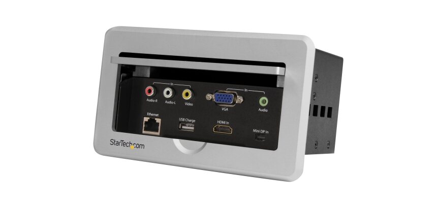 StarTech.com Boîtier de connexion pour table de réunion - HDMI / VGA / Mini DP vers sortie HDMI avec port USB à charge rapide