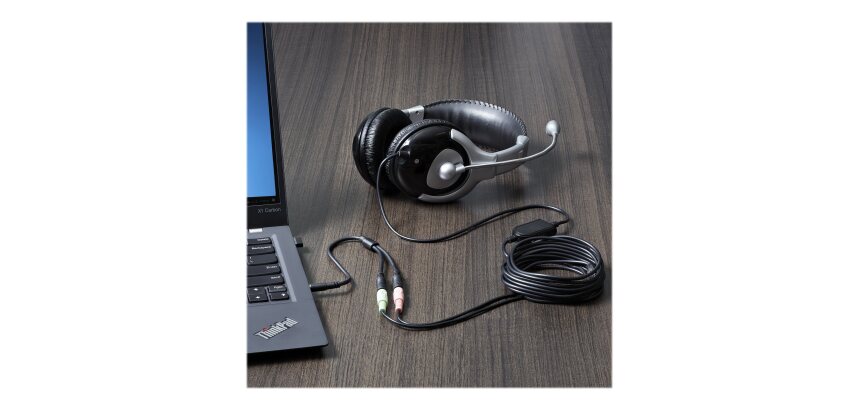 StarTech.com Adaptateur pour casque avec prises pour écouteur et microphone séparées - Mini-Jack 3,5mm 1x (M) 2x (F) - Noir