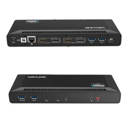 DLH Station d'accueil universelle USB-C & USB-A dual 4K avec Power Delivery 65W