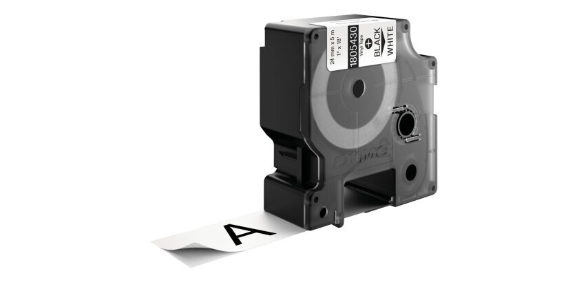 DYMO RHINO Etiquette en vinyle, 24 mm x 5,5 m, noir/blanc