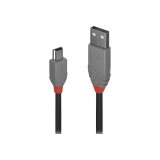 Lindy 36721 câble USB USB 2.0 0,5 m USB A Mini-USB B Noir, Gris