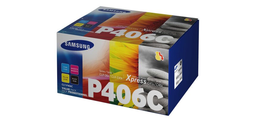Samsung CLT-P406C Pack de 4 cartouches authentiques de toner cyan/magenta/jaune/noir