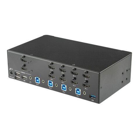 StarTech.com Switch KVM double affichage HDMI 4K 30 Hz à 4 ports avec hub USB intégré