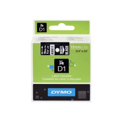 DYMO D1 - Standard Étiquettes - Blanc sur noir - 19mm x 7m