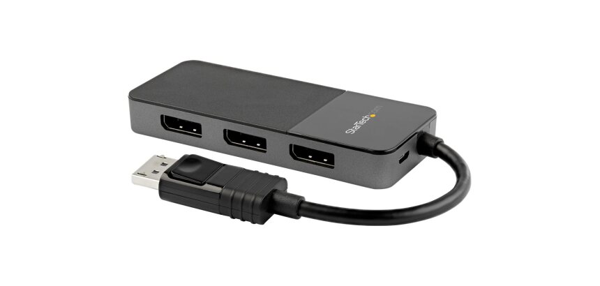 StarTech.com Répartiteur DisplayPort 1.4 à 3 ports, Adaptateur Multi-Moniteur DisplayPort vers 3x DP, Hub MST Triple pour Ordinateur 4K, Alimentation par Bus USB - Windows Uniquement