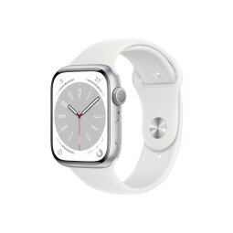 Apple Watch Series 8 (GPS) - Aluminium, Silber - intelligente Uhr mit Sportband - weiß - 32 GB