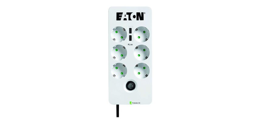 Eaton PB6TUD protection surtension Noir, Blanc 6 sortie(s) CA 220 - 250 V 1,5 m