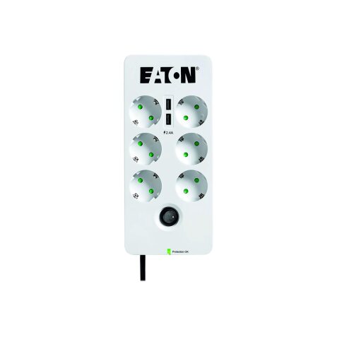 Eaton PB6TUD protection surtension Noir, Blanc 6 sortie(s) CA 220 - 250 V 1,5 m