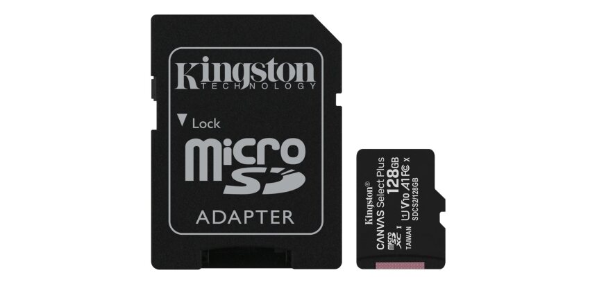 Kingston Technology Canvas Select Carte micSDXC Plus 100R A1 C10 de 128 Go + ADP