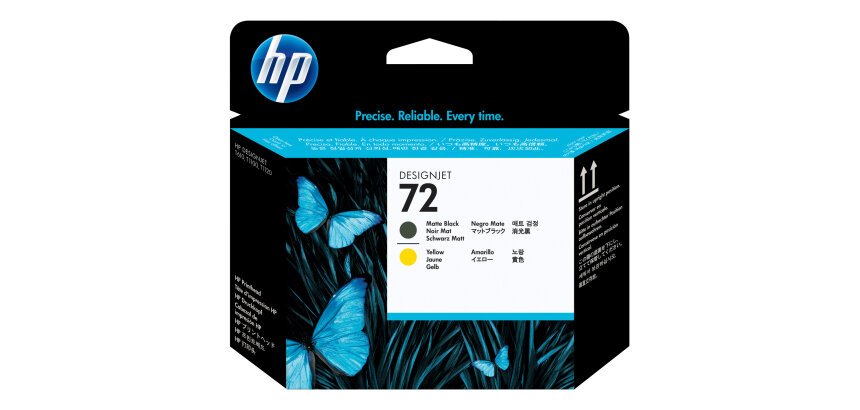 HP printkop 72, 130ml, OEM C9384A, zwart mat-geel