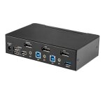 StarTech.com Switch KVM DisplayPort à 2 Ports - 4K60Hz - Écran Unique - Switch KVM USB UHD DP 1.2 à 2 Ports avec Hub USB 3.0 Intégré et Audio - Dell HP Apple Lenovo - Conforme TAA