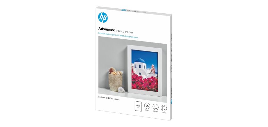 HP Papier photo Advanced, brillant, 250 g/m2, 13 x 18 cm (127 x 178 mm), 25 feuilles