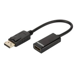 DLH Adaptateur Displayport (M) vers HDMI (F) - Longueur 23cm - HDMI 2.0 (4K / 3840x2160 / 60Hz) - Noir