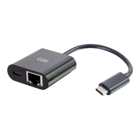 C2G USB C to Ethernet Adapter With Power Delivery - Black - Netzwerkadapter