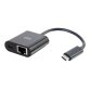 C2G USB C to Ethernet Adapter With Power Delivery - Black - Netzwerkadapter