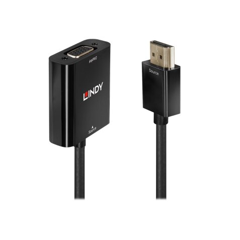 Lindy 38291 câble vidéo et adaptateur 0,1 m HDMI Type A (Standard) VGA (D-Sub) Noir