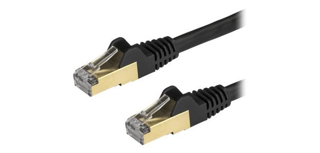 StarTech.com Câble Ethernet CAT6a 7,5m - Cordon de Raccordement Snagless Blindé 10 Gigabit RJ45 100W PoE - Câble Réseau STP 10GbE avec Décharge de Traction - Noir, Testé Fluke/Câblage Certifié UL/TIA