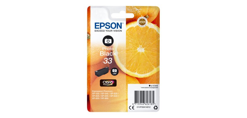 Epson Oranges Encre noire photo simple Claria Premium 33