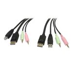 StarTech.com Câble de commutateur KVM DisplayPort USB 4 en 1 de 1,8 m avec audio et microphone
