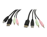 StarTech.com Câble de commutateur KVM DisplayPortUSB 4 en 1 de 1,8 m avec audio et microphone