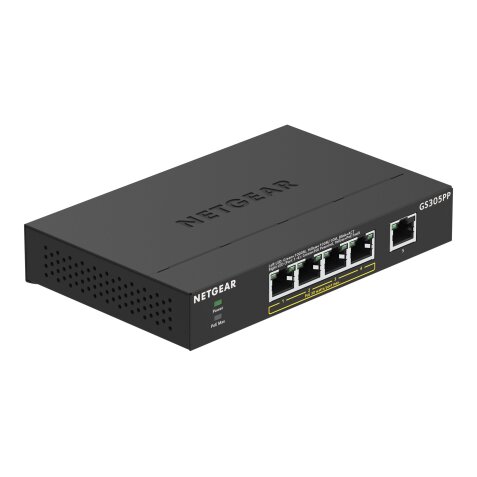 NETGEAR GS305PP Non-géré Gigabit Ethernet (10/100/1000) Connexion Ethernet, supportant l'alimentation via ce port (PoE) Noir