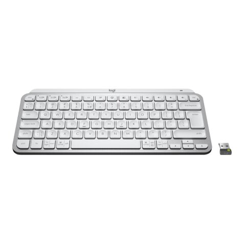 Logitech MX Keys Mini for Business clavier Bureau RF sans fil + Bluetooth AZERTY Français Aluminium, Blanc