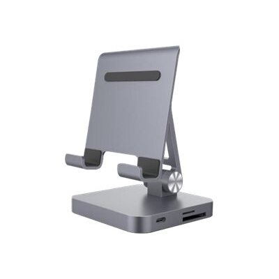 DLH STATION D'ACCUEIL USB-C POUR SMARTPHONE (avec support intégré) : HDMI compatible 4K et 2K @30hz, USB-C (Power In Passthrough 65w), 2x USB 3.2, Lecteur SD/micro SD, Casque/micro - Support réglable sur 2 axes - Livré avec câble USB-C 50cm