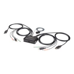 StarTech.com Commutateur KVM à 2 ports USB 4K 60 Hz DisplayPort avec câbles incorporés