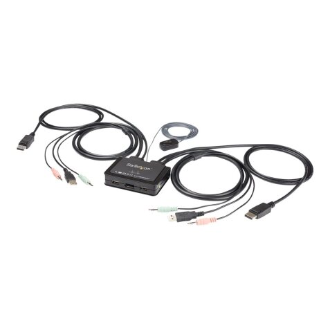 StarTech.com Commutateur KVM à 2 ports USB 4K 60 Hz DisplayPort avec câbles incorporés