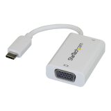 StarTech.com Adaptateur USB-C vers VGA - Convertisseur Vidéo 1080p USB Type-C vers Moniteur VGA avec Chargement - 60W PD Pass-Through - Compatible Thunderbolt 3 - Blanc