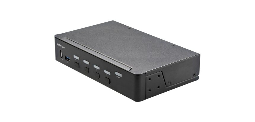 StarTech.com Commutateur KVM HDMI à 4 Ports - Moniteur Unique 4K 60Hz Ultra HDR - Commutateur KVM de Bureau HDMI 2.0 avec Hub USB 3.0 à 2 Ports (5Gbps) et 4x USB 2.0 HID, Audio - TAA