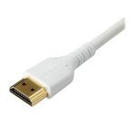 StarTech.com Câble HDMI Fin de 2m, Câble HDMI 2.0 Flexible Certifié Premium avec Ethernet, UHD 4K 60Hz HDR10, Conception Durable en Fibre d'Aramide avec Gaine en TPE, Blanc