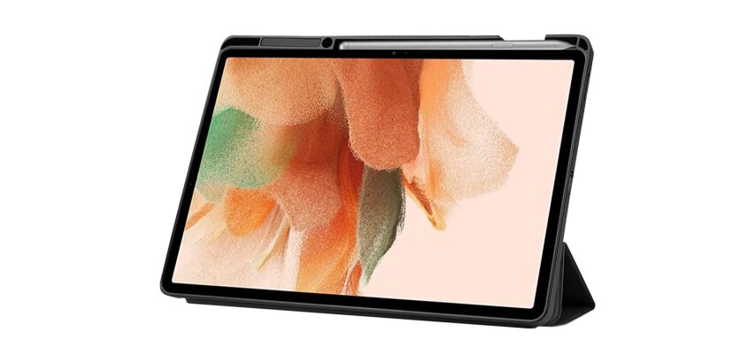 DLH Coque etui folio pour Samsung Galaxy Tab S7 FE (SM-T730 / SM-T736)