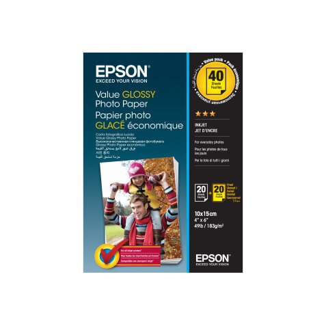 Epson Value Photo Paper Glossy - fotopapier - 20 vel(len) - 100 x 150 mm (pak van 2)