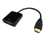 DLH Adaptateur HDMI (M) vers VGA (F) avec port audio (jack 3.5mm) - Câble 16cm - Résolution supportée : 1920x1080 / 60Hz - Noir